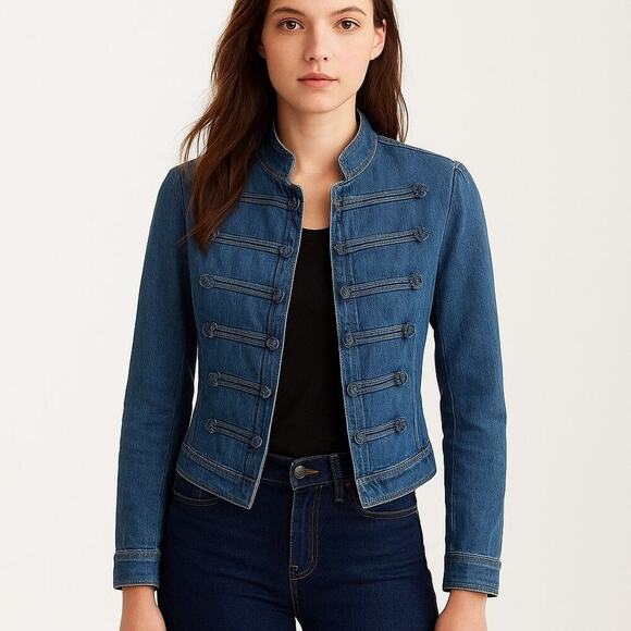 See by Chloe 100% Cotton Long Sleeve Denim Trucker Jacket Blue Women's US 10 - Picture 1 of 9